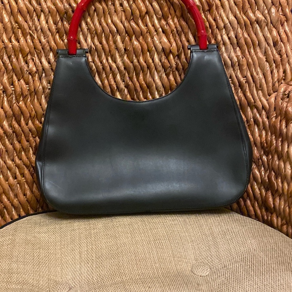 Rare - - Gucci Black and Red Shoulder Bag with Hobo Silhouette - Picture 4 of 13